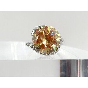 Round Cut Yellow Cubic Zirconia Vintage Multi Gemstone Vintage Ring - sz 8.75